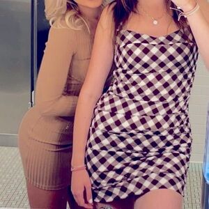 Urban Outfitters Purple and White Patterned ruched mini dress